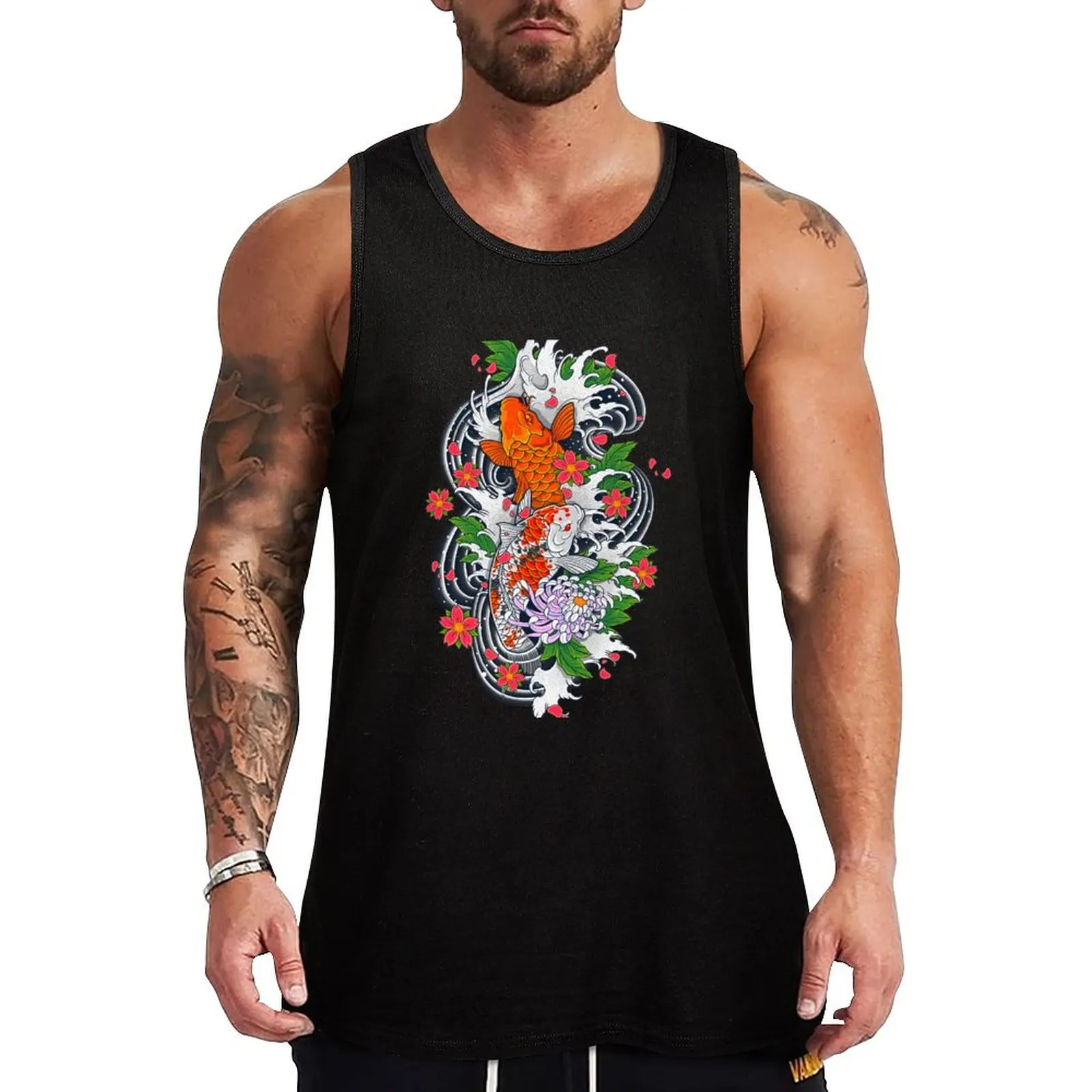

Koi Fish Pond Tank Top Gym clothes clothing men Men's clothing t-shirts man