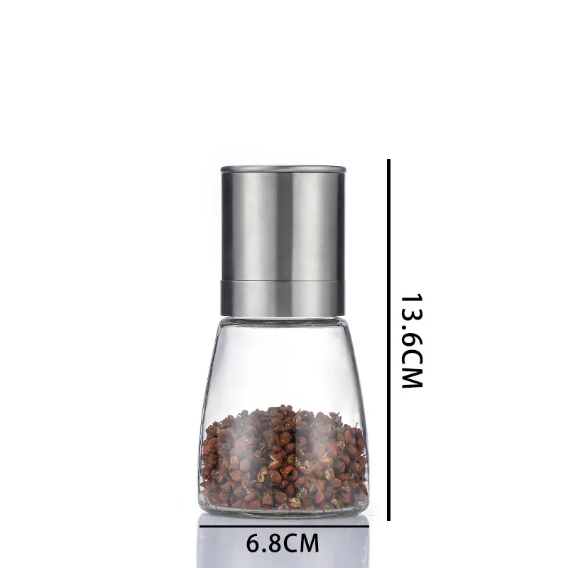 Dual Purpose Pepper Grinder Stainless Steel Double Head Kitchen Tools Sea Salt & Black Pepper Spice Manual Double Head Grinder