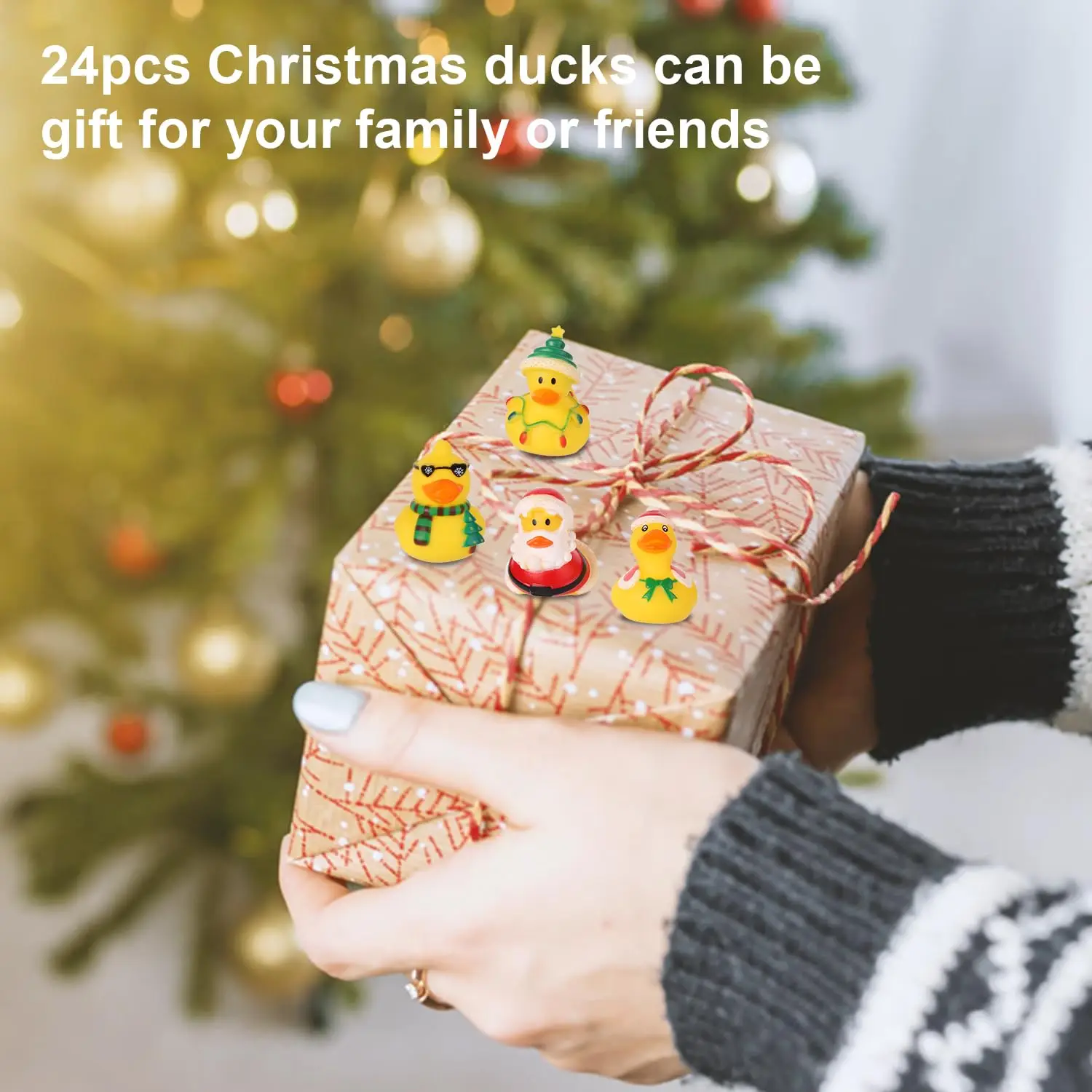 36/48/72Pcs Christmas Rubber Ducks in Bulk, Mini Christmas Ducks Holiday for Jeep Ducking, Xmas Party Favors Decorations 5