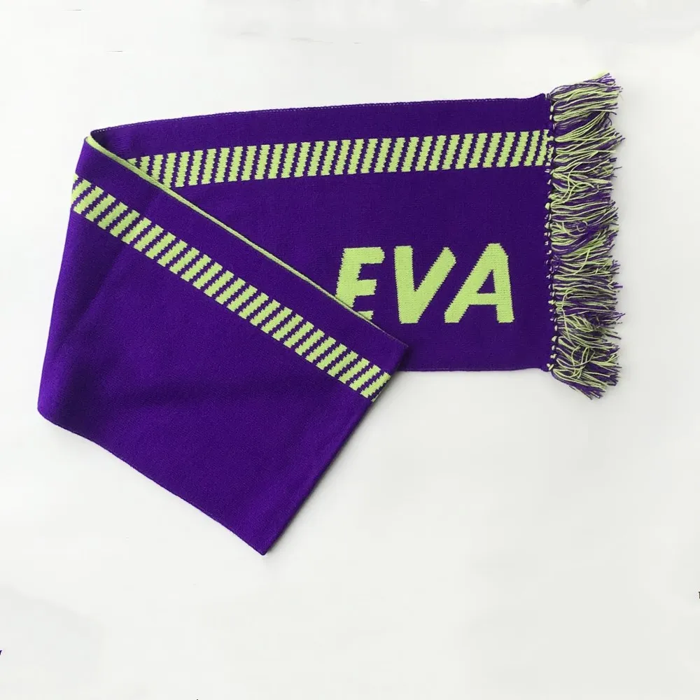 JP Anime Shin Seiki EVA Shogoki EVA-01 Ikari Shinji Cosplay 5.6 Feet Purple&Green Winter Warm Soft Knitting Scarf