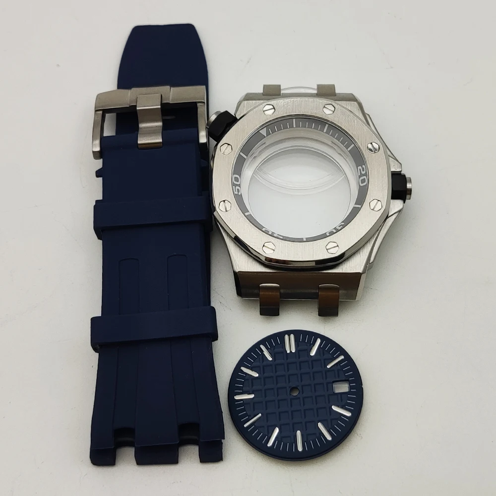 

42mm sapphire glass AP Royal Oak for NH35A movement Rubber Watch automatic mechanical case waterproof 904L steel