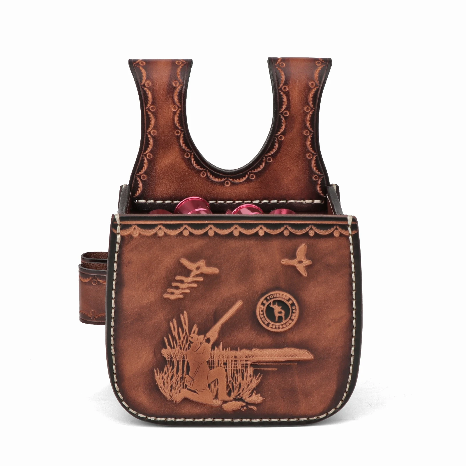 Tourbon Hunting Leather Ammo Waist Bag Cartridges Case Gun