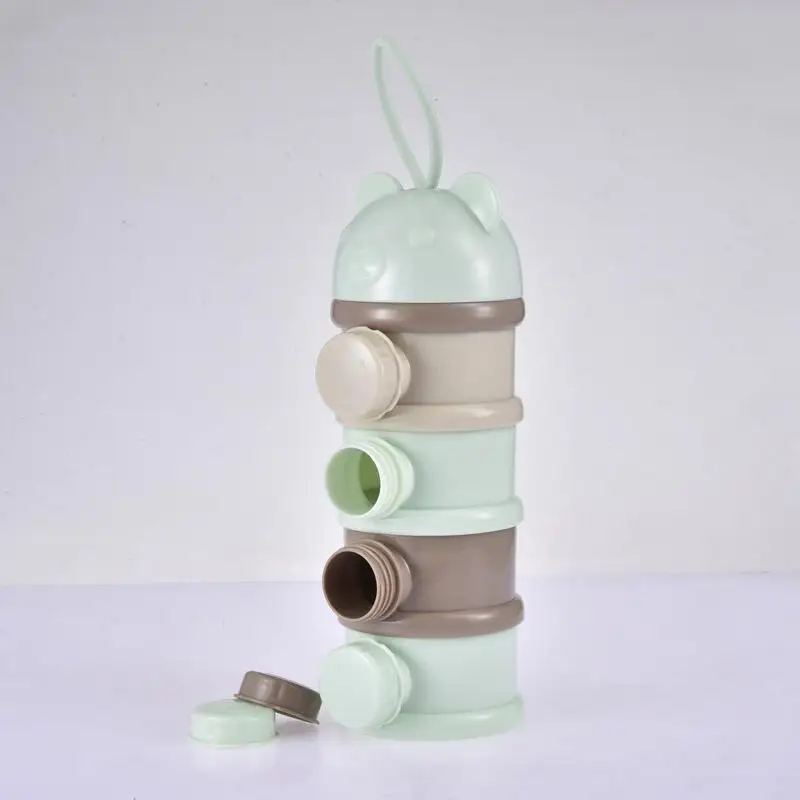 4-Layers Cartoon Baby Formula Milk Storage Container for Portable Travel Cereal Powder Dispenser