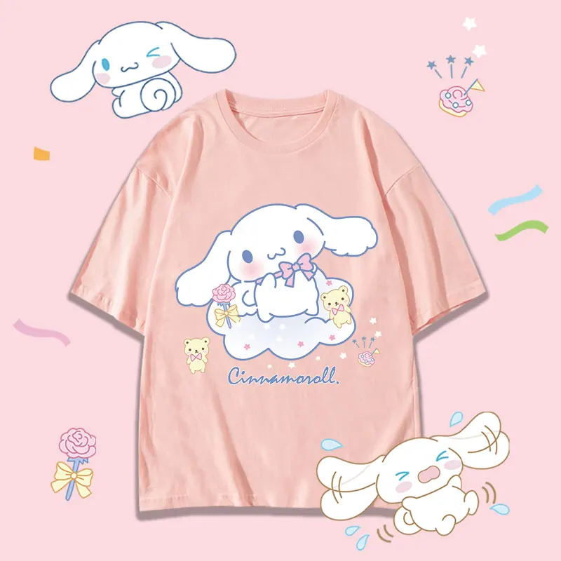 

Yugui dog short-sleeved T-shirt girls big children pure cotton ins Sanrio co-branded top girls suit clothes children