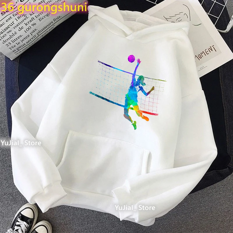 2022 Hot Sale Watercolor Volleyball Girls Print Hoody Women Love Sports Boll Sweatshirt Femme Harajuku Kawaii Clothes Coat