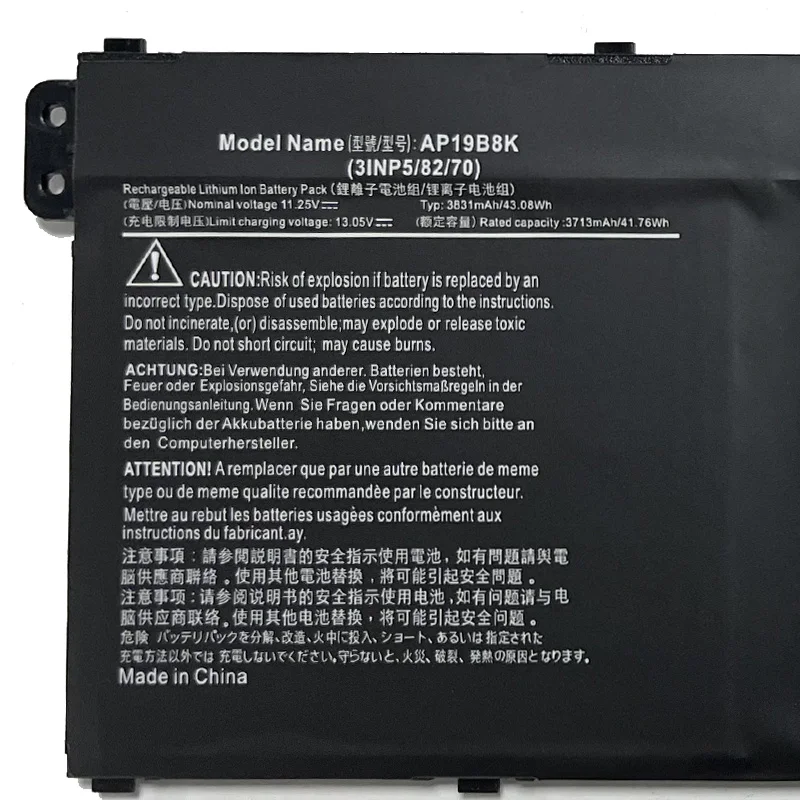 Batterie FESTAS 11.25V 43.08Wh Pour Acer Aspire 3 (A315-56, A315-57) – AP19B8K, Neuve