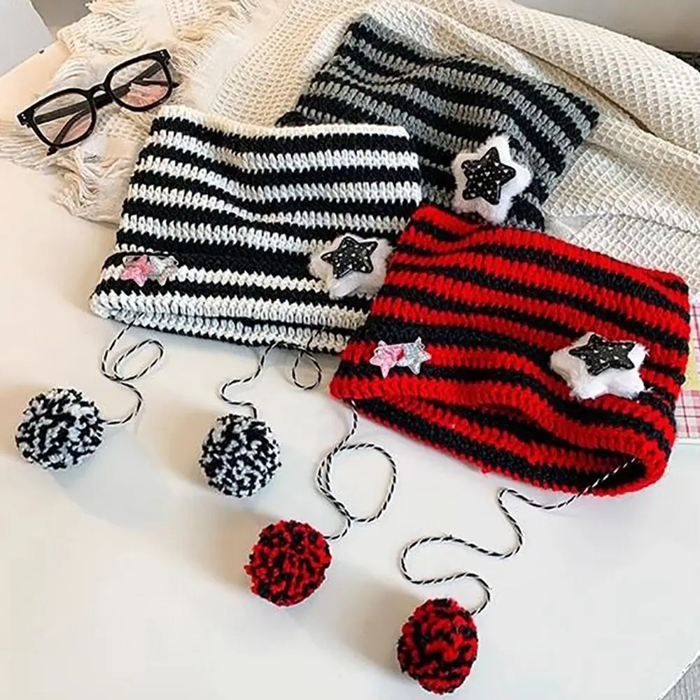 Y2K Beanie Hut Ins Teufel Ohr Gestreifte Gestrickte Wolle Kappe Herbst Winter Hip-hop Häkeln Nette Katze Ohren Spitz Pullover frauen Hüte – Detail 7