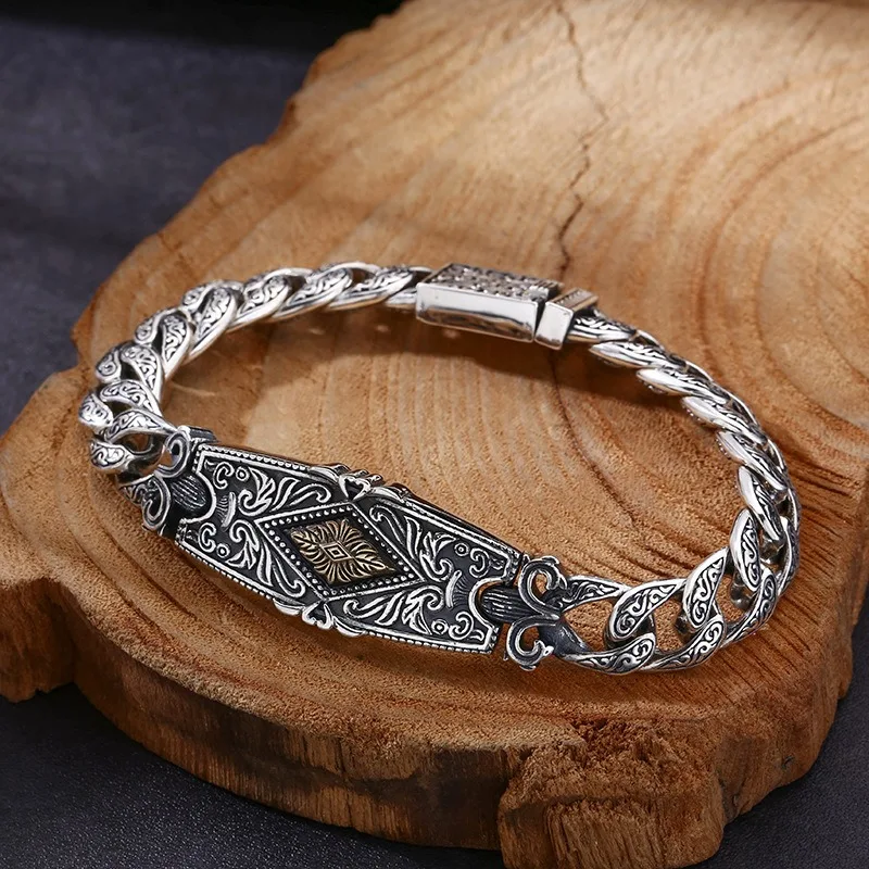 Retro Fashion Eternal Vine Grass Pattern All Seeing Eye Bracelet Bolt Dragon Bone Bracelet Men\'s Punk Charm Jewelry