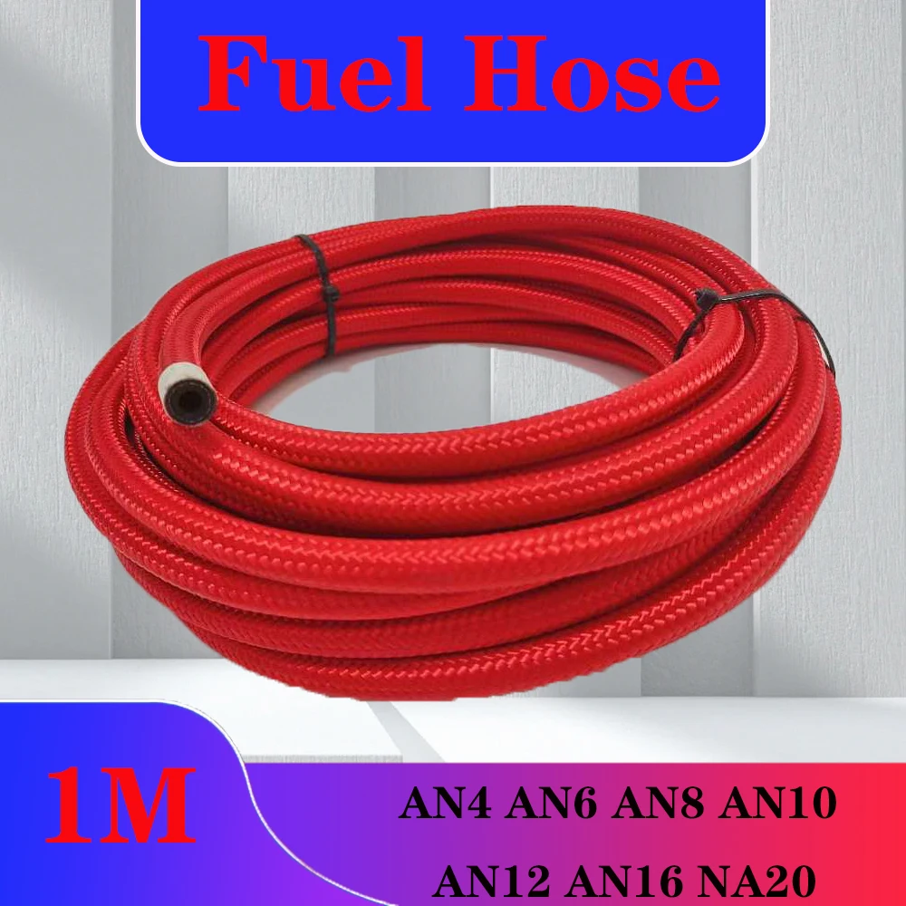 Fuel Hose Oil Gas Cooler Hose Line Pipe Tube Nylon Stainless Steel Braided Inside CPE Rubber 1M AN4 AN6 AN8 AB10 AN12 AN16 AN20 fuel hose fuel gas hose