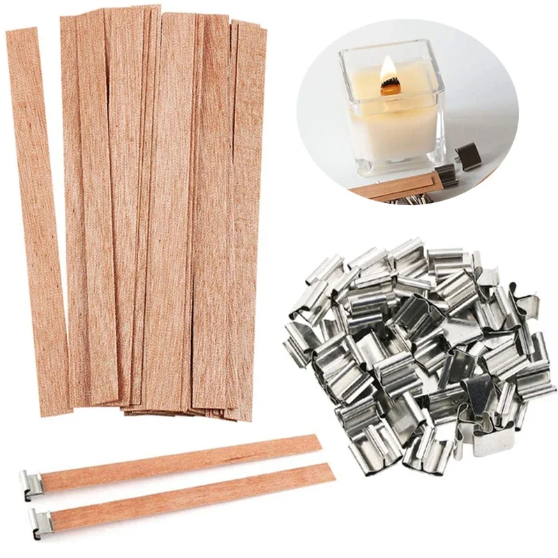Wood Candle Wicks Sustainer Tab Supplies Velas Candele Wick Candle DIY Making Home Church Deco 10sets