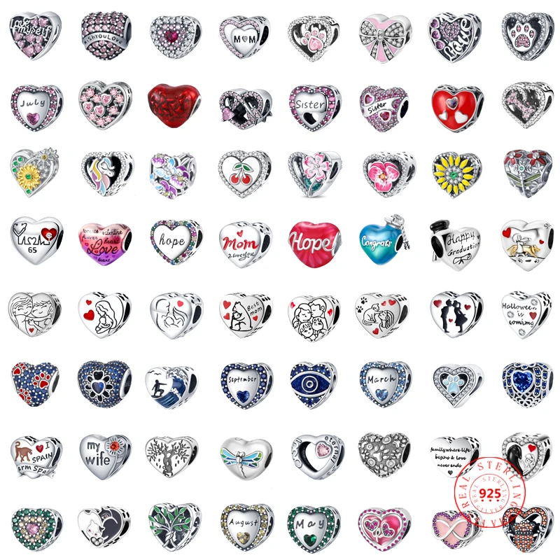 

Sparkling 925 Sterling Silver Various Colorful Flower Mother Sister Cat Dog Paws Love Beads Fit Pandora Charms Bracelets Jewelry