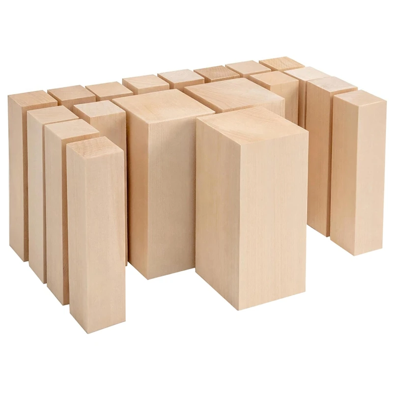 

Basswood Carving Blocks Whittling Wood Carving Kit 19PCS Wooden Blocks For Crafts Bass Wood For Carving Easy To Use