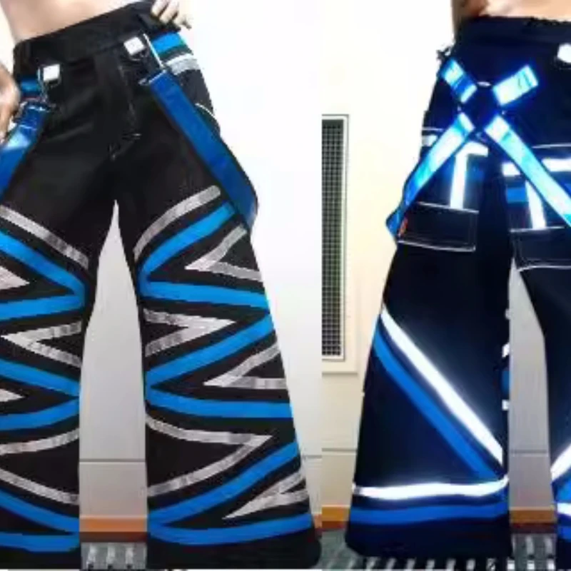 

Брюки Светоотражающие с особым рисунком, штаны ночного видения для танцев с призраками, светящиеся брюки Death, одежда для подростков