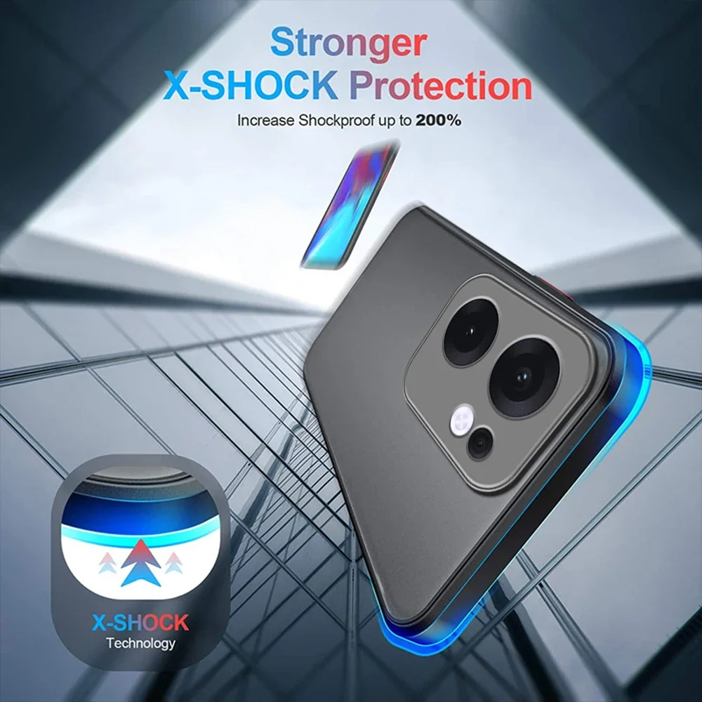 Shockproof Armor Matte Case with Clear Hard Back Cover and Soft TPU Frame