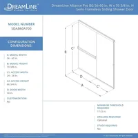 Alliance Pro BG 56-60 in. W x 70 3/8 in. H Semi-Frameless Sliding Shower Door in Matte Black and Clear Glass, glass shower door 2