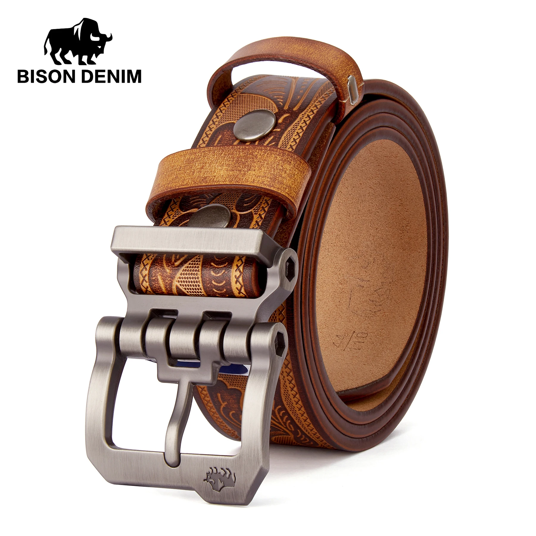 Genuine Leather Men's Vintage Belt with Luxury Pin Buckle
