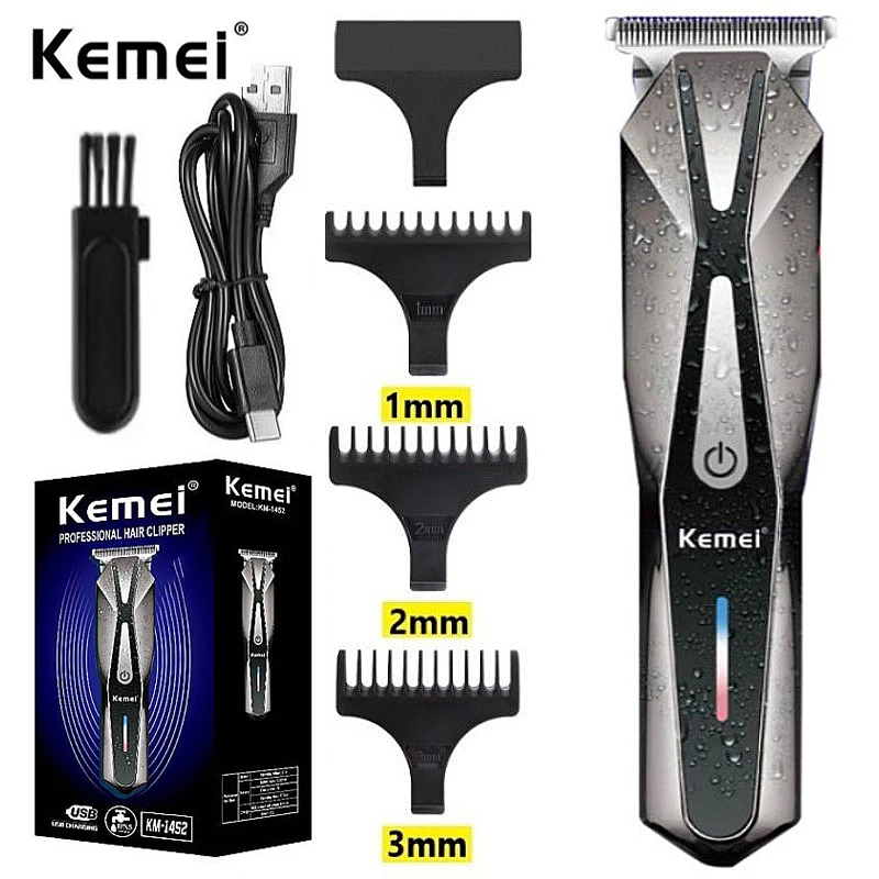 

Kemei-1452 перезаряжаемая машинка для стрижки волос, профессиональный электрический триммер для мужчин, Парикмахерская Машинка для стрижки волос, беспроводное бритье бороды