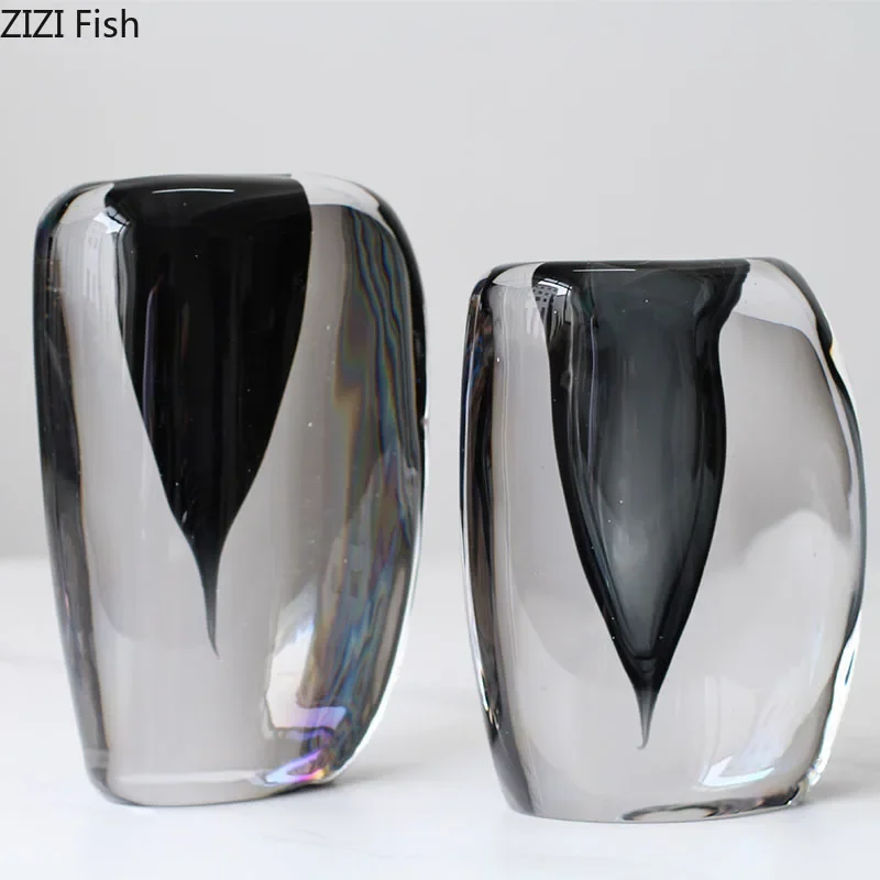 Ink Painting Transparent Glass Vase Hydroponics Floral Vases Desk Decoration Artificial Flowers Decorative Flower Arrangement 3