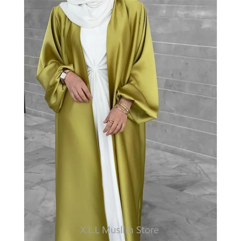 Satin Muslim Fashion Clothes Abayas Dames Dubai Ramadan Dress Jibab Robe Sleeveless And Sleeve Outfit Kaftan Robe Abaya Luxe