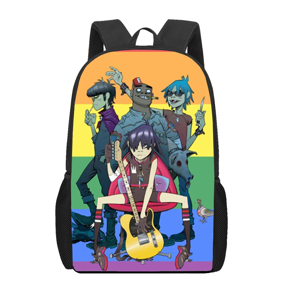 Gorillaz nadrukowane plecaki z motywem kreskówkowym torby na książki szkolna dla dzieci nastoletnia tornister dla chłopców klasyczny plecak na laptopa