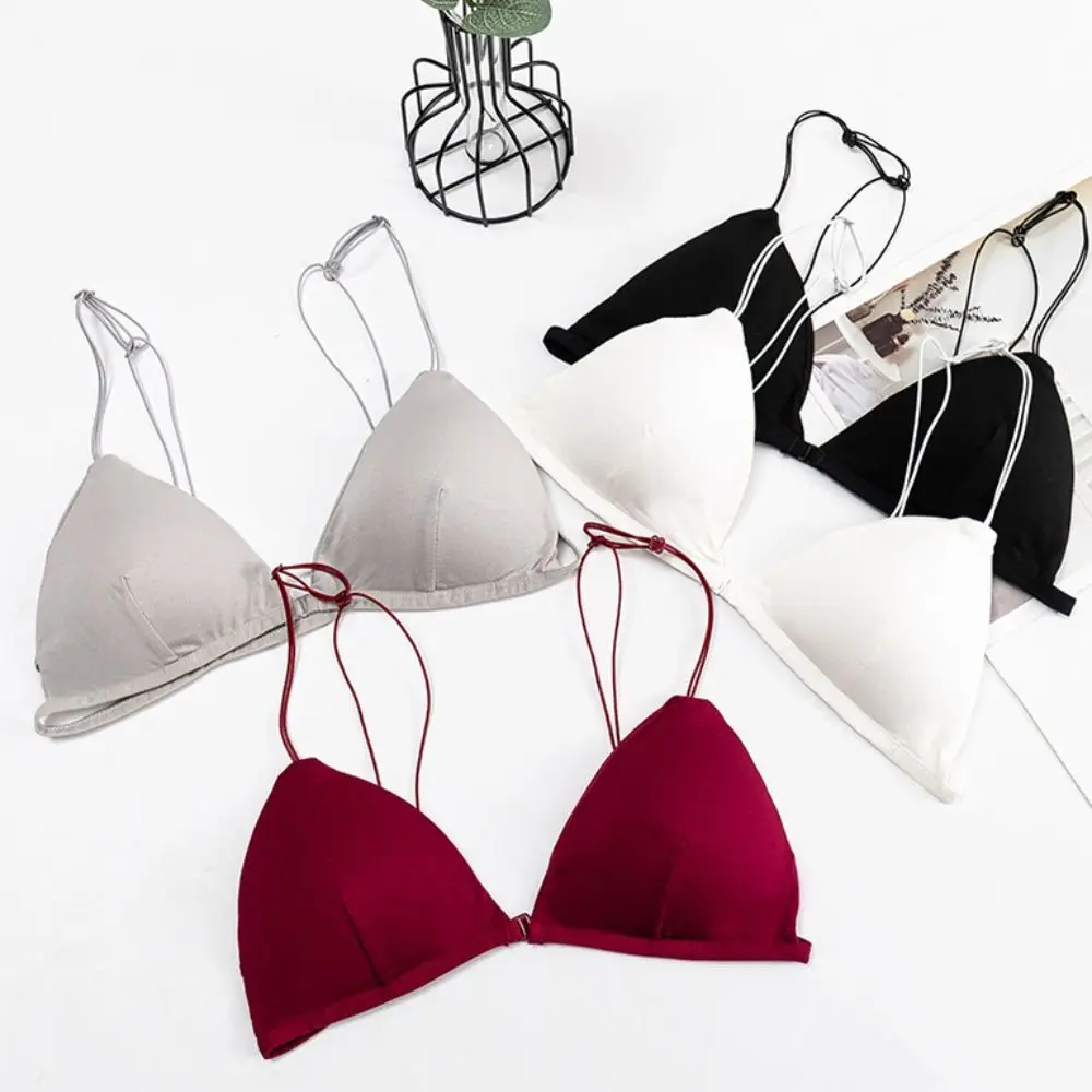 Fachion Triangle Bras for Women Beauty Back Push-up French Style Bra Thin Strape Solid Color Wireless Bra Girls 2