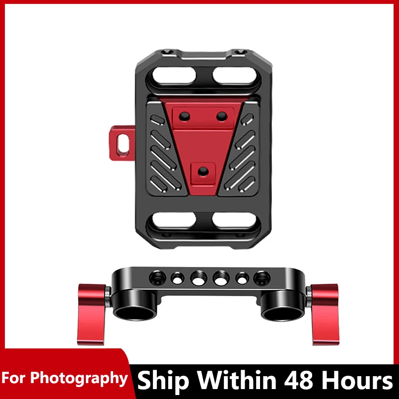 Aluminum Quick Release Vlock Battery Mounting Plate W/ 15mm Rod Clamp