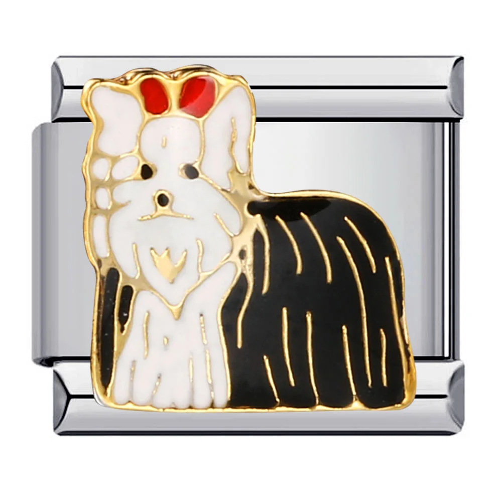 Niedlicher Husky Corgi Collie Haustier Hund italienische Links Charm passend für 9 mm Edelstahl Armband DIY Herstellung Y2K Damen Herren Schmuck – Detail 6
