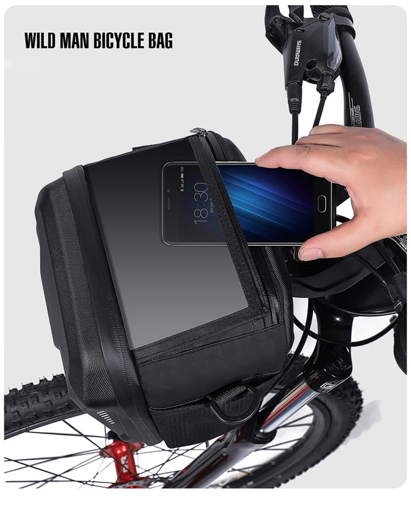 WILD MAN GS9 4,7-6,7 Zoll Bildschirm Handy Lenkertasche Touchscreen 3L MTB Rennrad Umhängetasche Fronttasche Grifftasche Bic – Detail 14