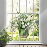 Stained Glass Sun Catchers Lily Of Valley Suncatchers Bright Color Eye-Catching Window Decor For Any Room Window Outdoor Garden 2