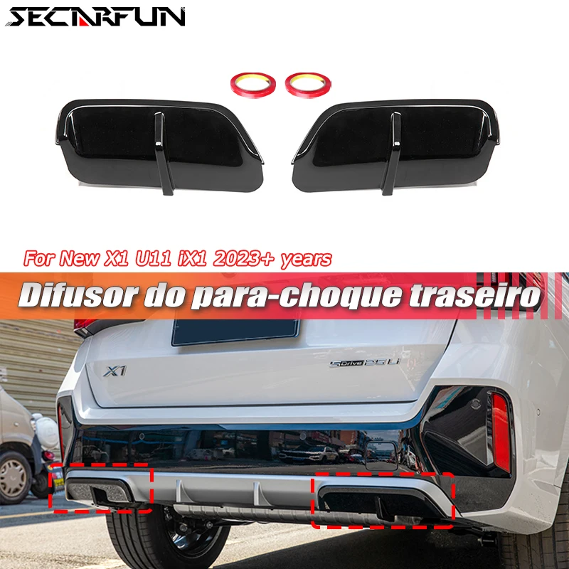 2pcs Carbon Pattern Rear Diffuser For BMW X1 U11 U12 iX1 M Sport Car Bumper  Body Kits Chin Spoiler Diffuser 2023 U11 Accessories - AliExpress