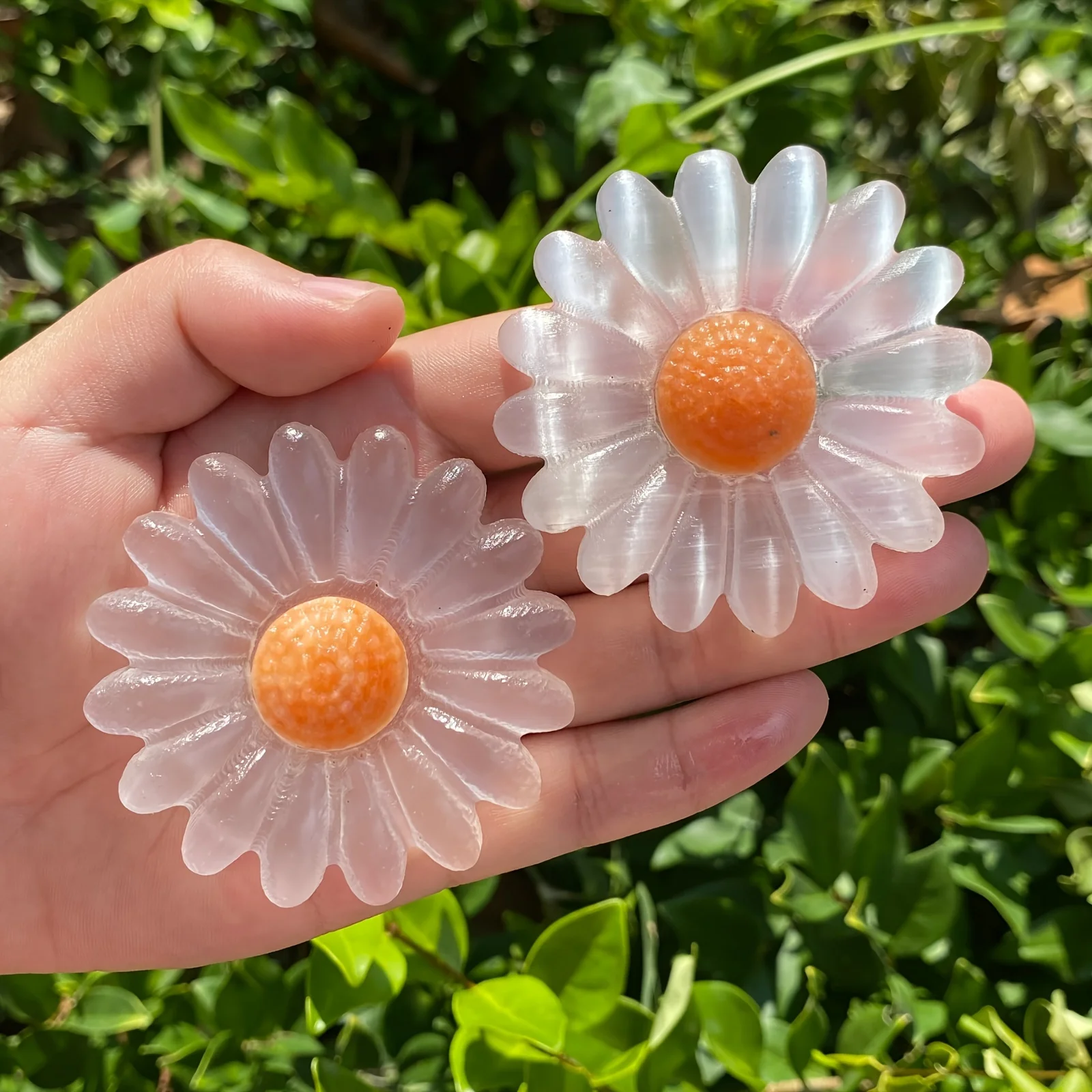 Selenite Daisy Crystal Ornament 5