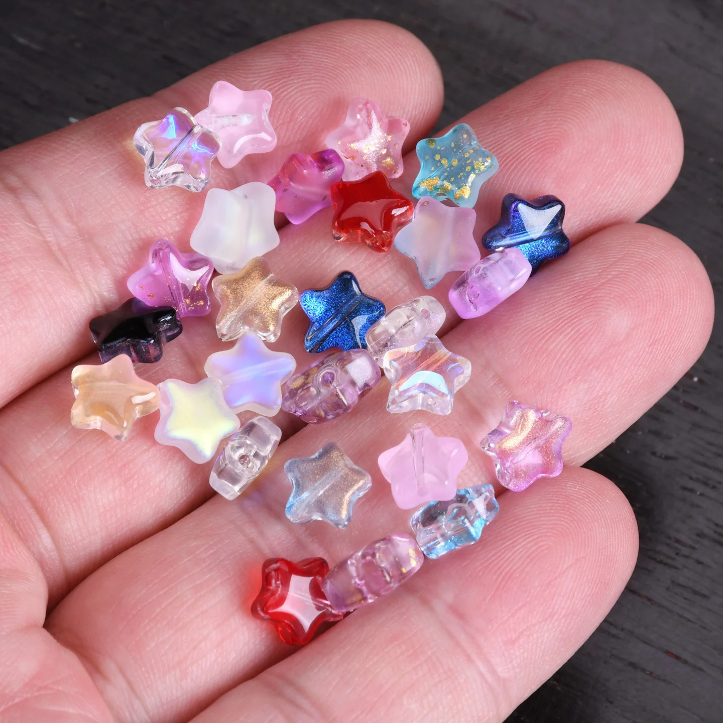 20pcs Colorful Star-Shaped Lampwork Glass Beads for DIY Jewelry and Crafts