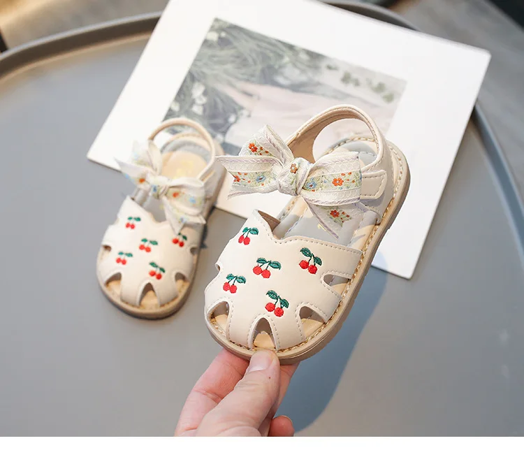 

Size 21-30 Baby Girl Sandals 2024 Summer Breathable Soft Sole Closed Toe Girls Princess Shoes 1-2-3-4-5 Years Children's Shoes
