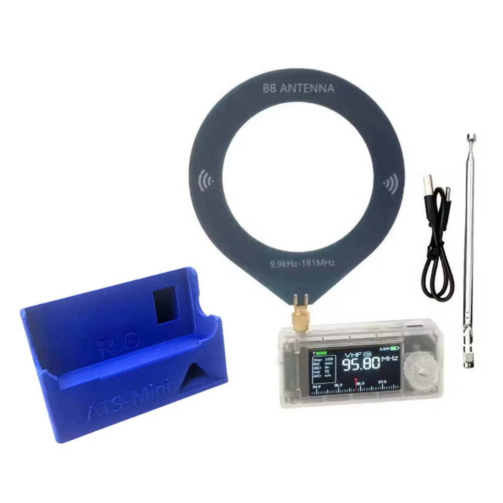 ABNR SI4732 미니 라디오(3D 브래킷 포함) 풀 밴드 LSB USB AM FM SW MW VHF 휴대용 포켓 라디오 투명 케이스