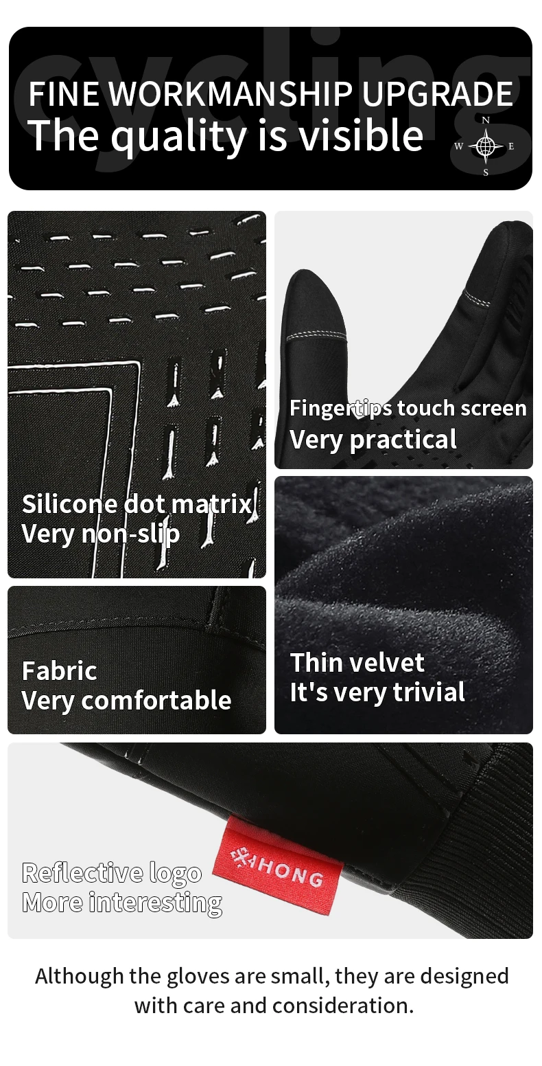 Winter-Thermo-Motorradhandschuhe, wasserdicht, winddicht, Touchscreen, rutschfest, vollständig isoliert, für den Außenbereich, für Rollerfahrer – Detail 10