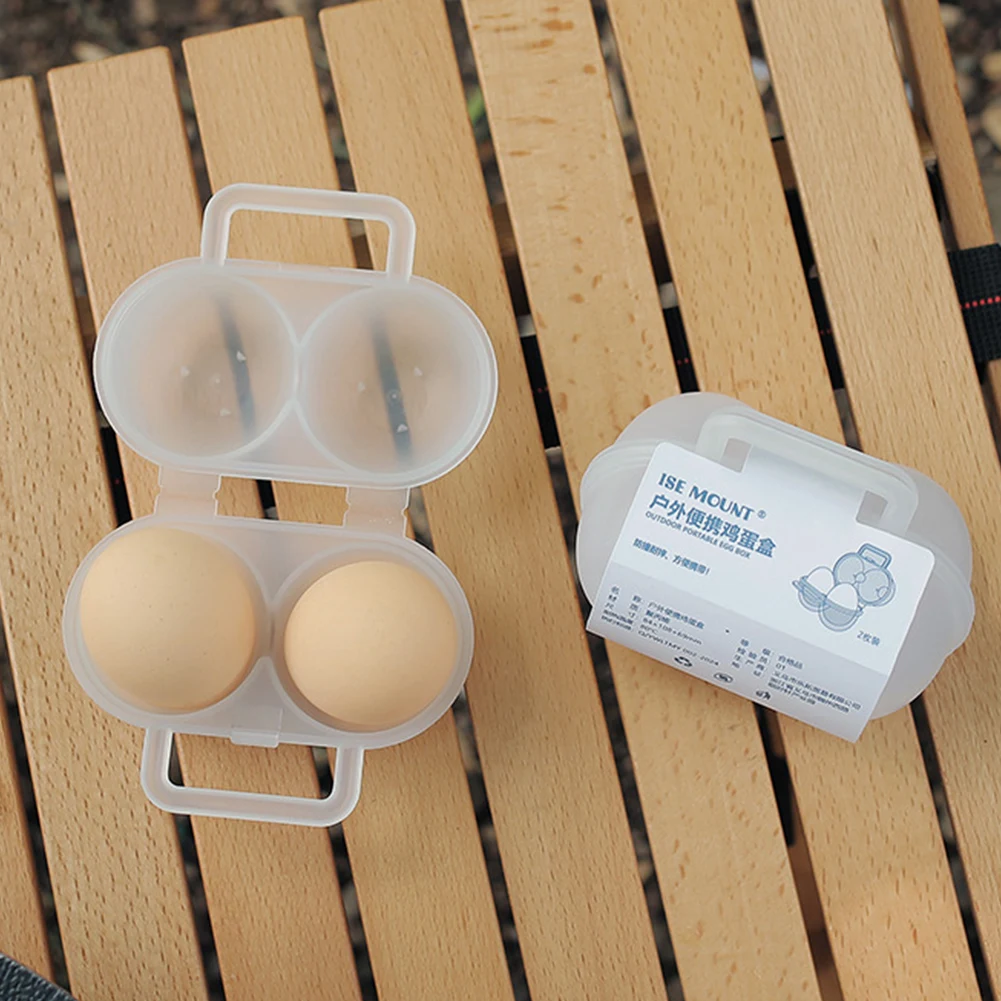 1/2Pcs 2 Grid Egg Box Egg Container Anti-fall Organizer Box Anti Shake Boiled Holder Case with Handle for Camping Picnic egg storage box