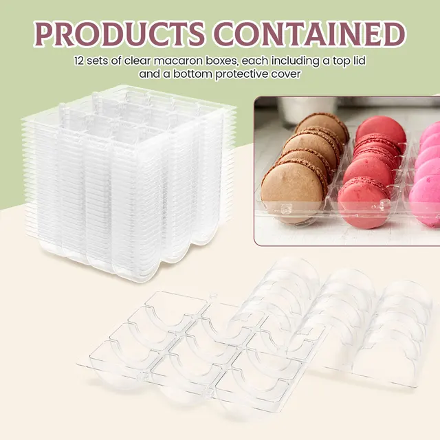 Scatole Per Macaron 50 Pezzi - Con Finestra Trasparente - Carta Kraft - Per Dolci, Cioccolatini, Biscotti - 8x8 Cm - Foto 2