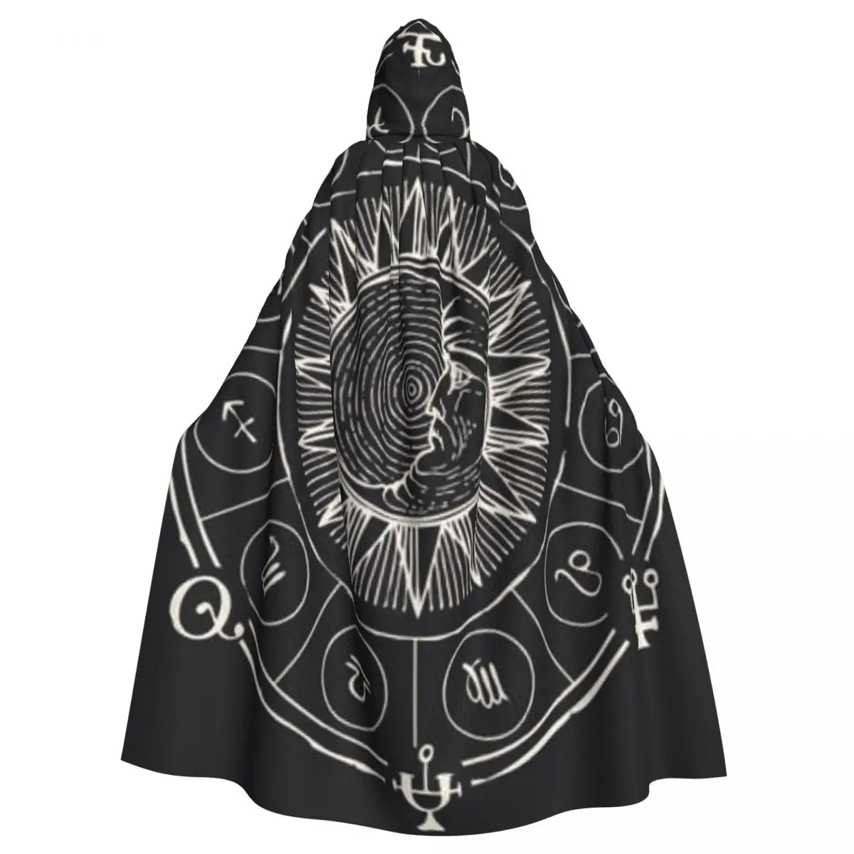 

Накидка с капюшоном для взрослых на Хэллоуин Зодиак солнце и луна средневековый костюм длинное платье пальто