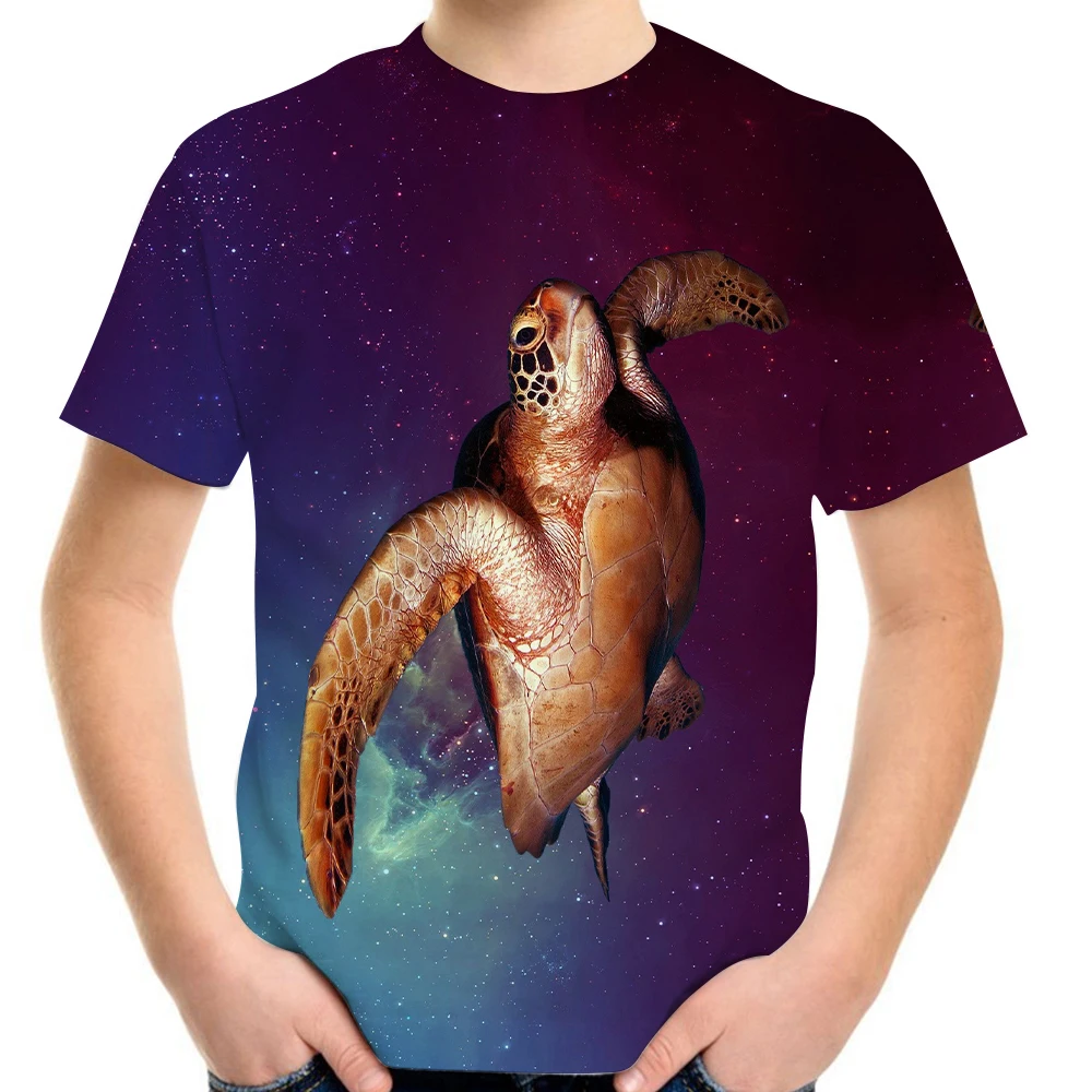 

Joyonly New 2023 Children 3d T-shirt Animal Flying Tortoise Space Galaxy Boys Girls Cartoon Short Sleeves Tees Tops Kids T Shirt