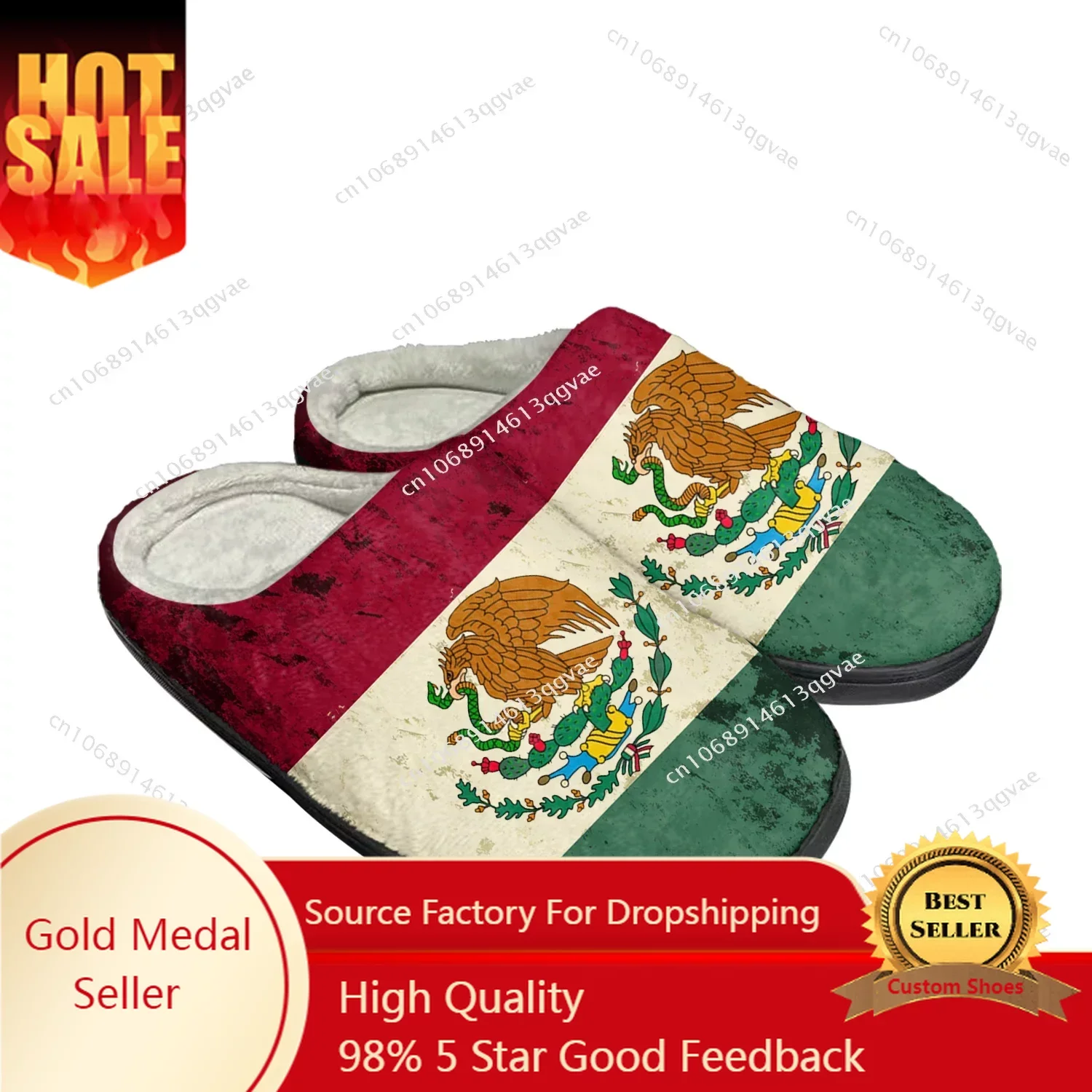 

Mexican Flag Home Cotton Custom Slippers Mens Womens Sandals Mexico Plush Bedroom Casual Keep Warm Shoes Thermal Slipper