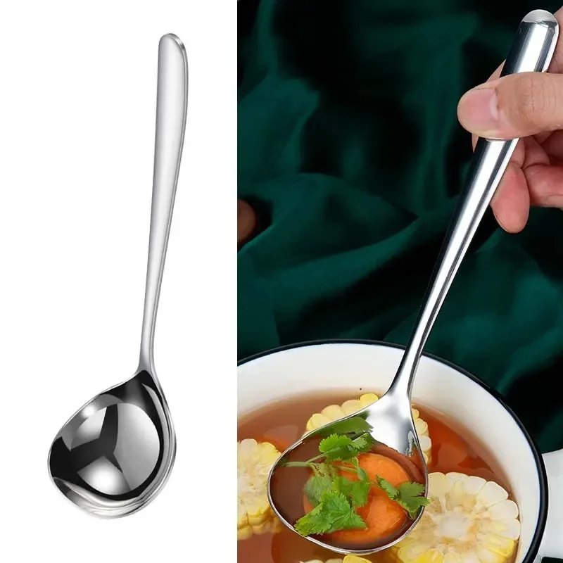 304StainlessSteelSpoonLongHandleTablespoonsHotPotSoupLadle