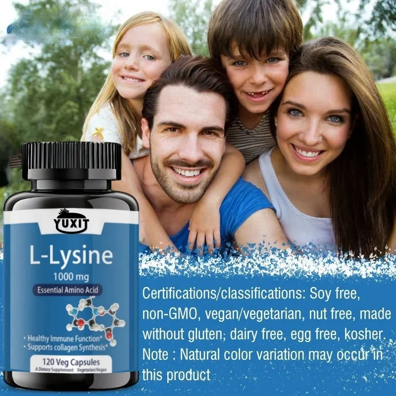 LLysine 1000mg 120 Tablets Enhances Absorption Assimilation Skin Lip Integrity Collagen Support