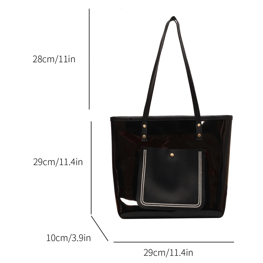 2pcs set Summer Clear Shoulder Bag 2023 Women Composite Transparent Bag New PVC Underarm Bags Simple