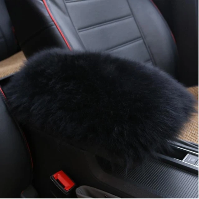 Car Plush Armrest Cover Faux Fur Auto Center Arm Rest Console Pad Wool Cushion Protector Universal for SUV/Truck/Car Black