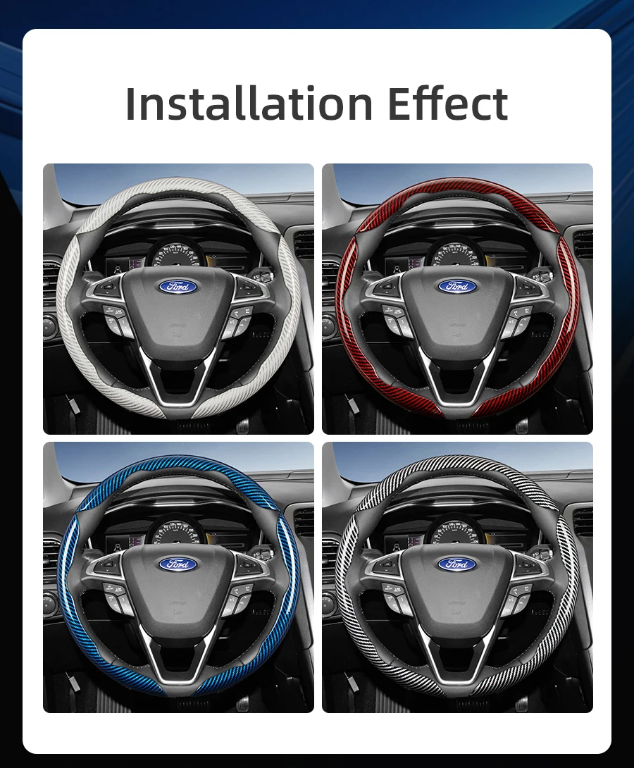 Passend für Ford Carbonfaser-Textur Lenkradbezug mit Segmentiertem Design F-Serie F-150 Super Duty Ranger E-Transit Puma Gen-E Explorer Kuga Escape Maverick Mustang Mach-E Sport Schwarz – Detail 12