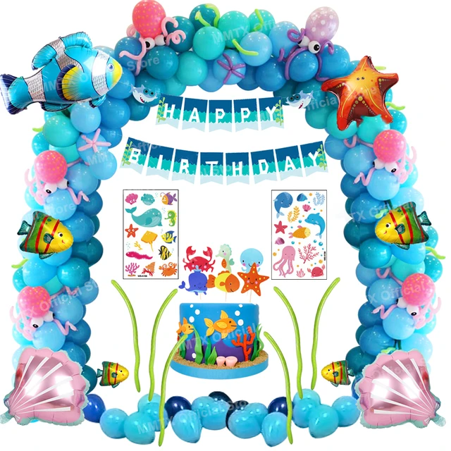 Ocean Under the Sea Party Decor Children's First Birthday Party Decorations  Kids Boy Girl Birthday Balloons