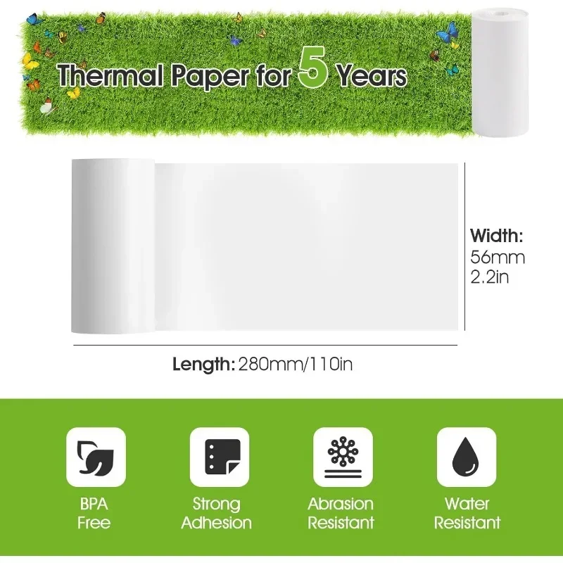 Thermal Sticker Paper for Sticker Printer: Sticky and Enhanced Photo Printing, for DIY, Journal and Study Notes|3 Rolls|57mm