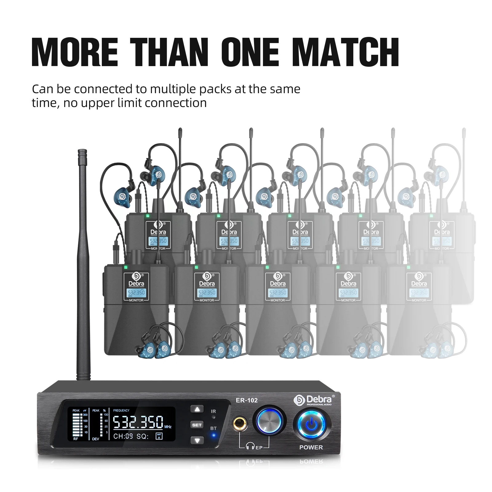 Debra ER-102 UHF Wireless In-Ear Monitoring System with Bluetooth 5.0 for Record