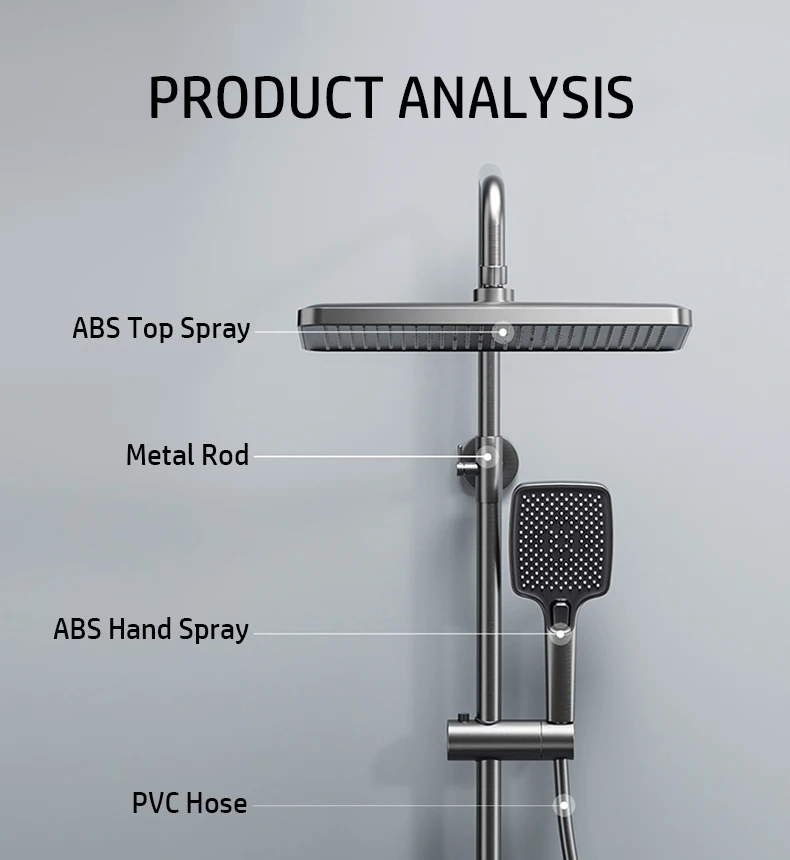 Description Picture 3 of itemMixer Shower Bath Faucet Bathroom Hot Cold LED Digital Thermostatic Shower System Bathtub Wall Mount Rainfall Atmosphere Tap Set