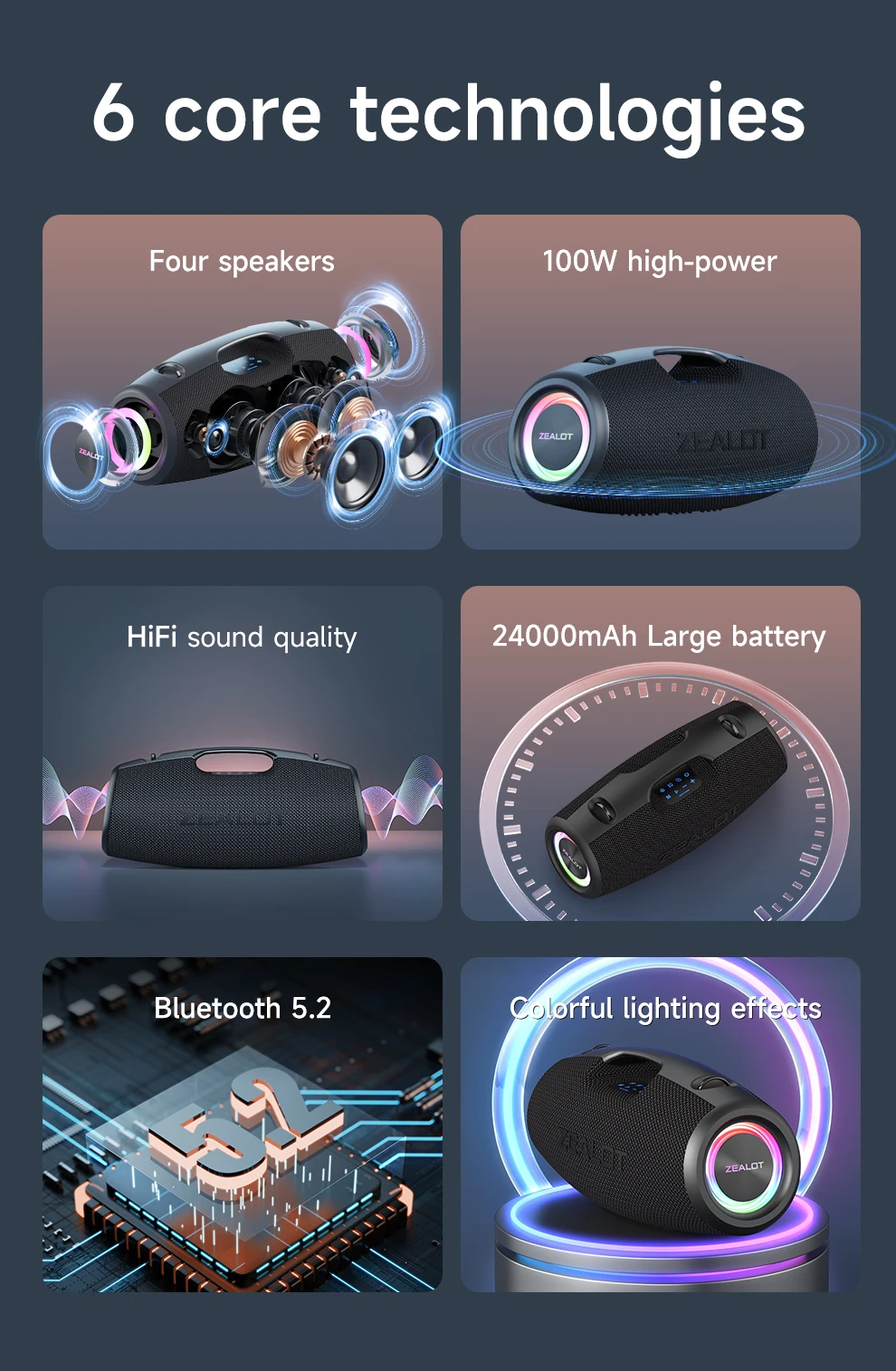 スピーカー・ウーファー ZEALOT Super Bass Wireless Speaker